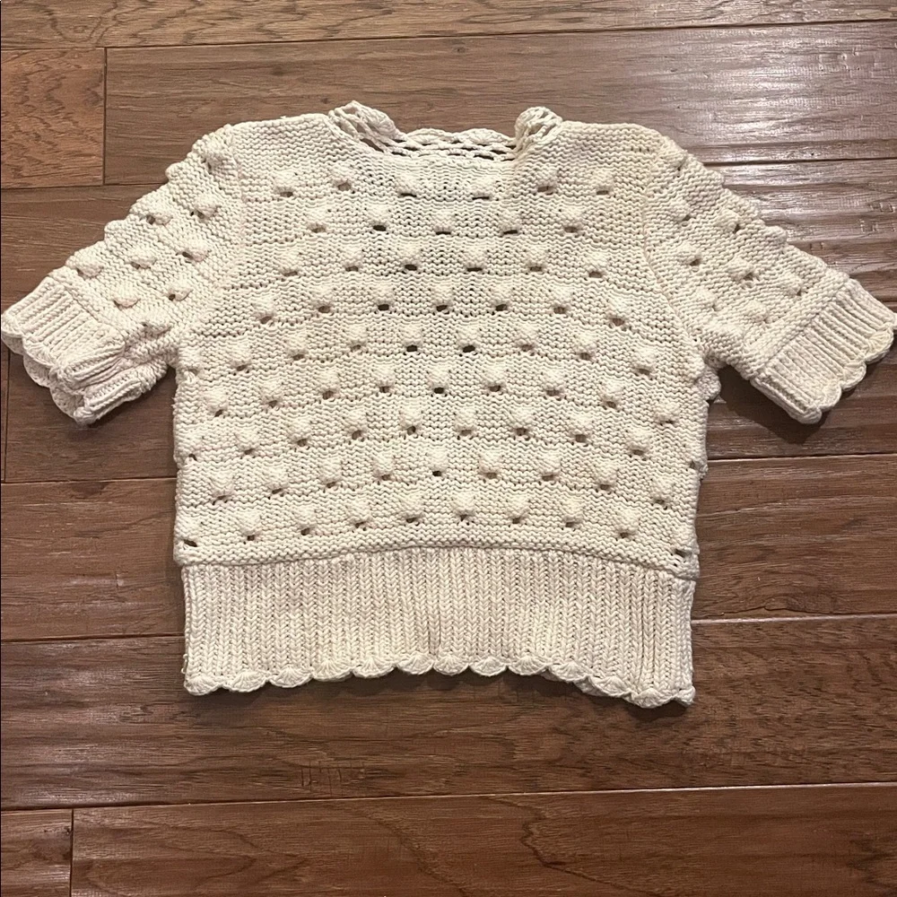 PURE Hand knit Short Sleeve Cardigan in CreamSize M/L - Picture 5 of 5